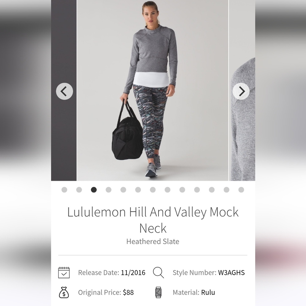 lululemon athletica Hill and Valley Mock Neck Long Sleeve Top - Heathered Slate